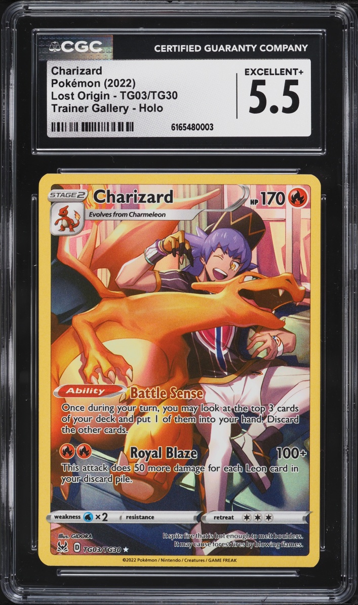 2022 Pokemon Sword & Shield Lost Origin Full Art Charizard #TG03 CGC 5.5 EX+