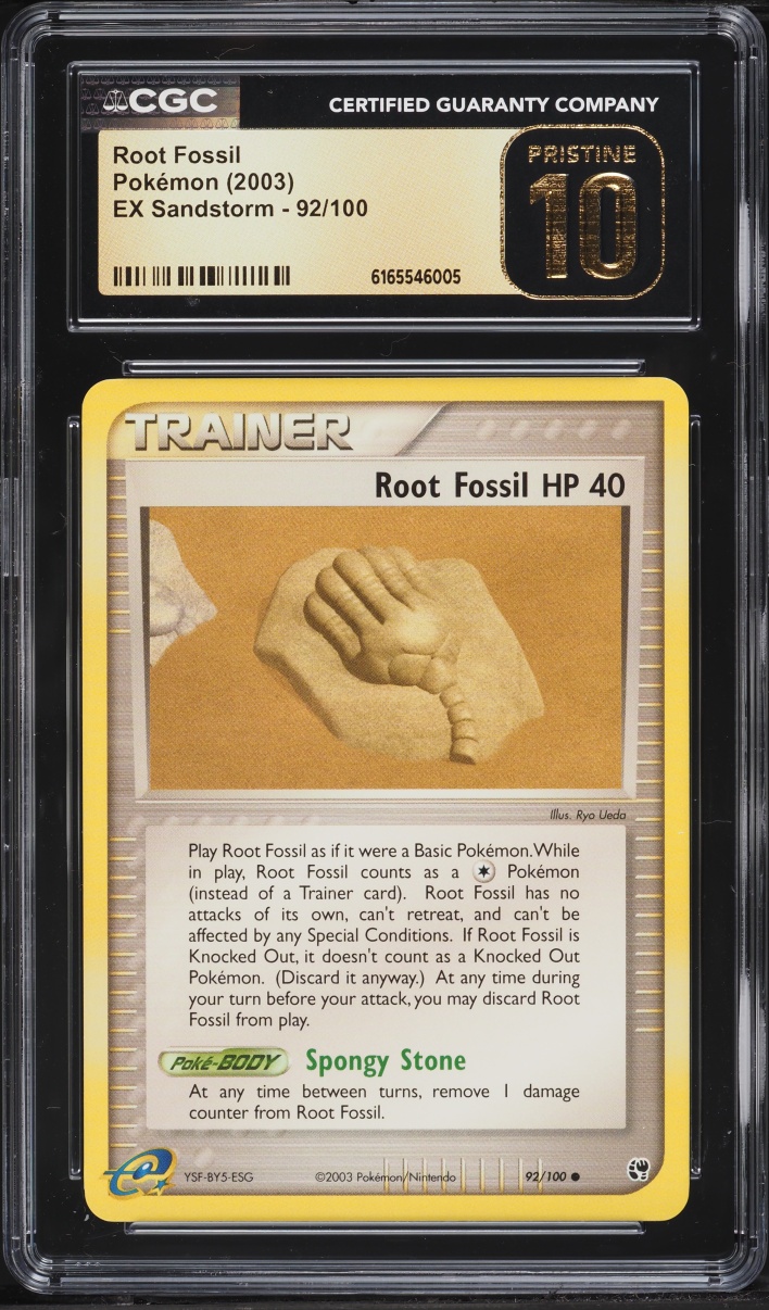 2003 Pokemon Ex Sandstorm Root Fossil #92 CGC 10 PRISTINE