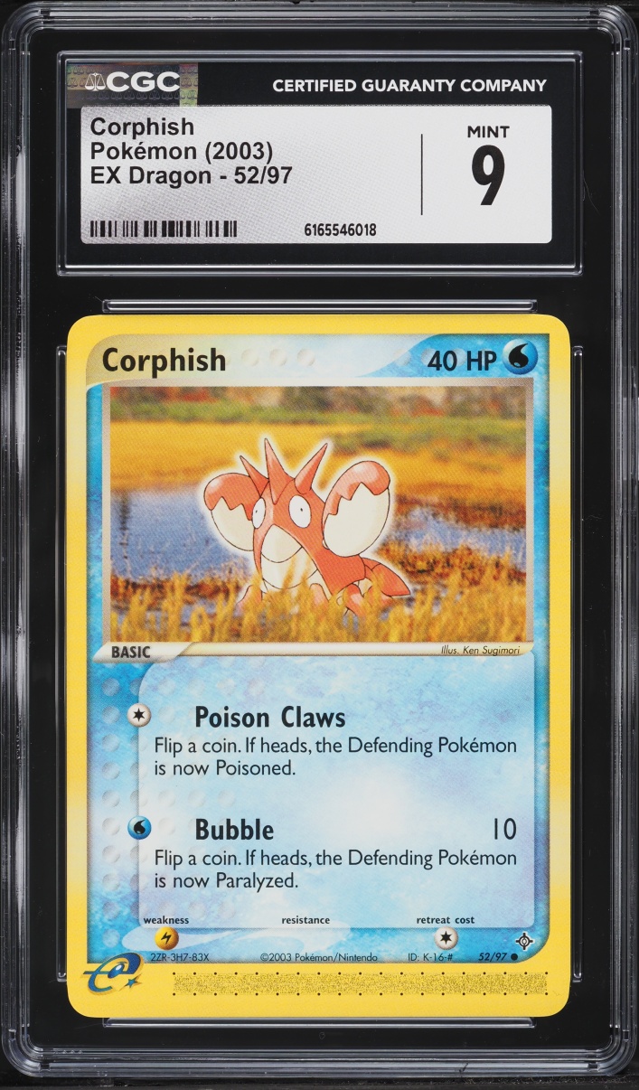 2003 Pokemon EX Dragon Corphish #52 CGC 9 MINT