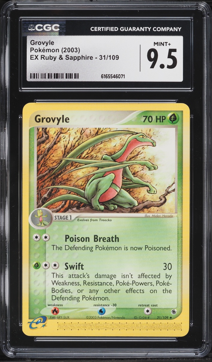 2003 Pokemon EX Ruby & Sapphire Grovyle #31 CGC 9.5 MINT+