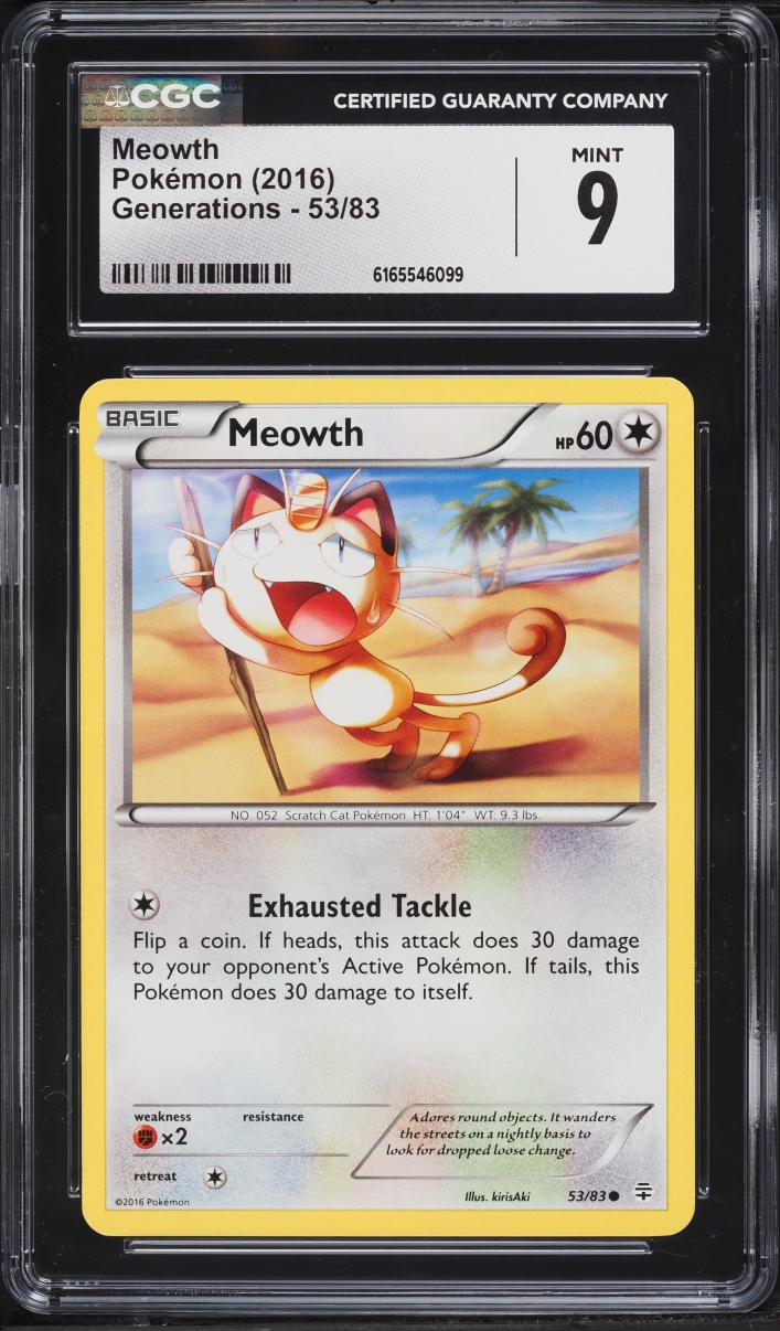 2016 Pokemon XY Generations Meowth #53 CGC 9 MINT