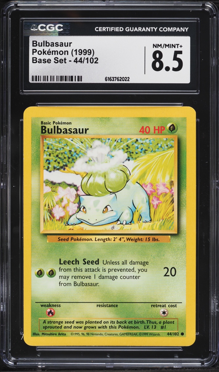 1999 Pokemon Base Set Bulbasaur #44 CGC 8.5 NM-MT+