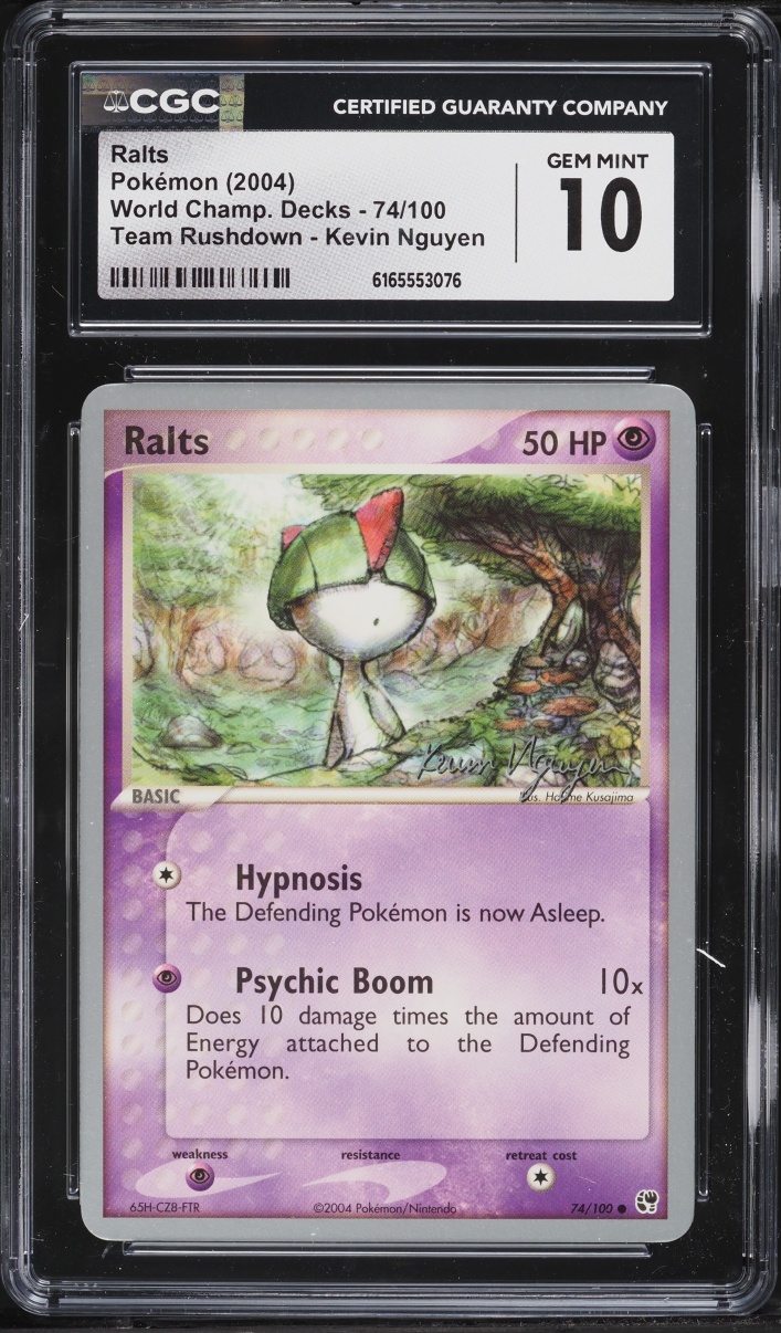 2004 Pokemon World Championships Decks Team Rushdown Kevin Nguyen Ralts #74 CGC 10 GEM MINT