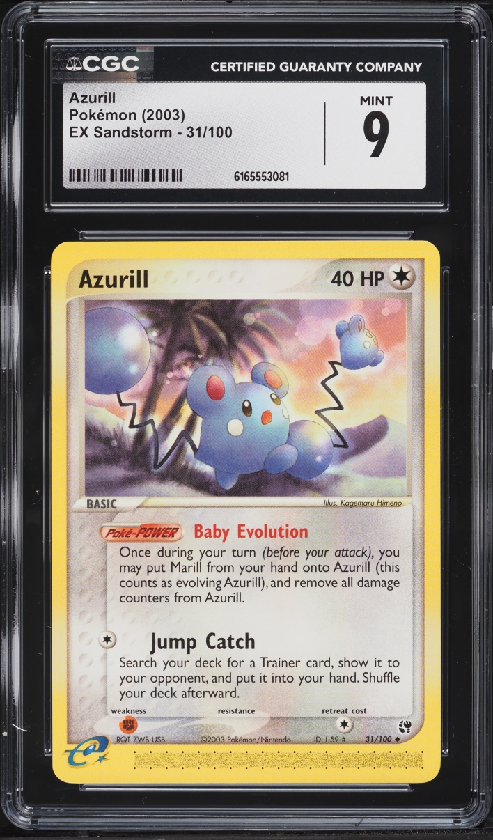 2003 Pokemon EX Sandstorm Azurill #31 CGC 9 MINT