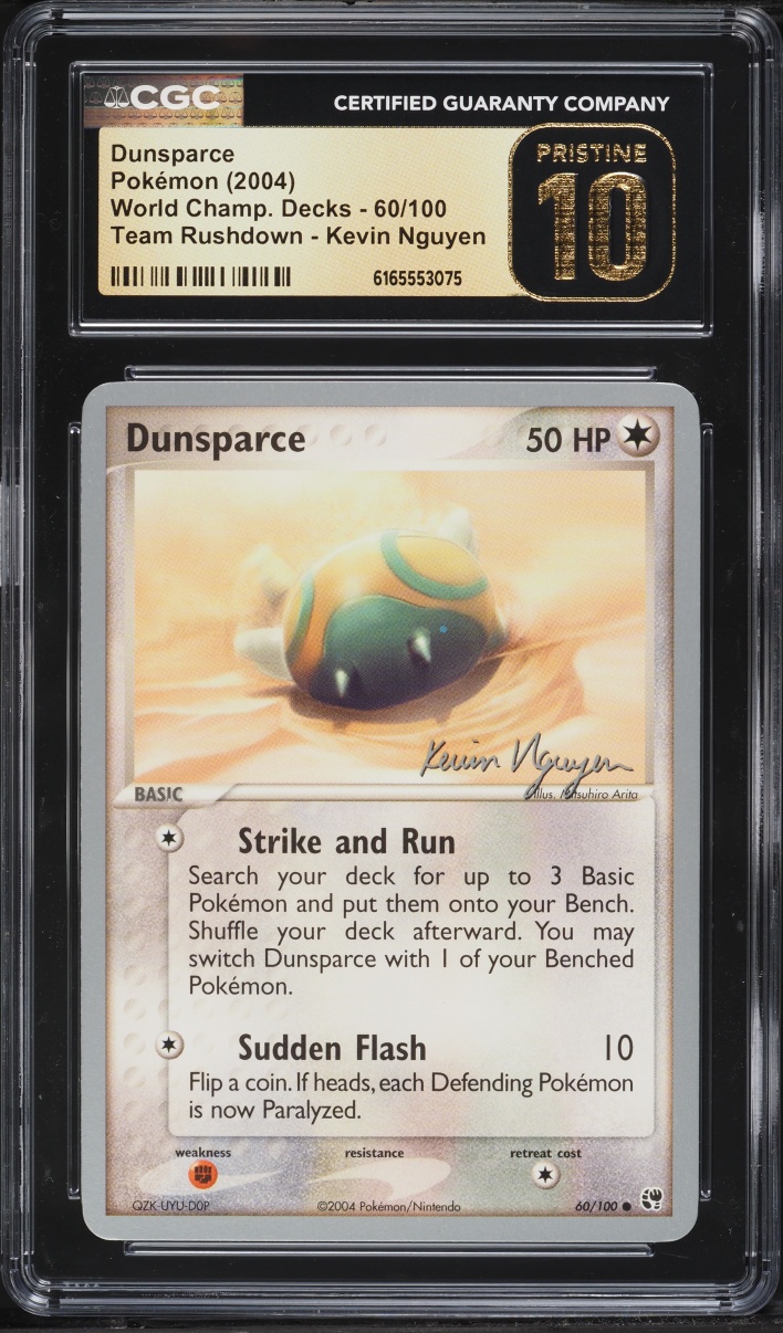 2004 Pokemon World Championships Decks Team Rushdown Kevin Nguyen Dunsparce #60 CGC 10 PRISTINE