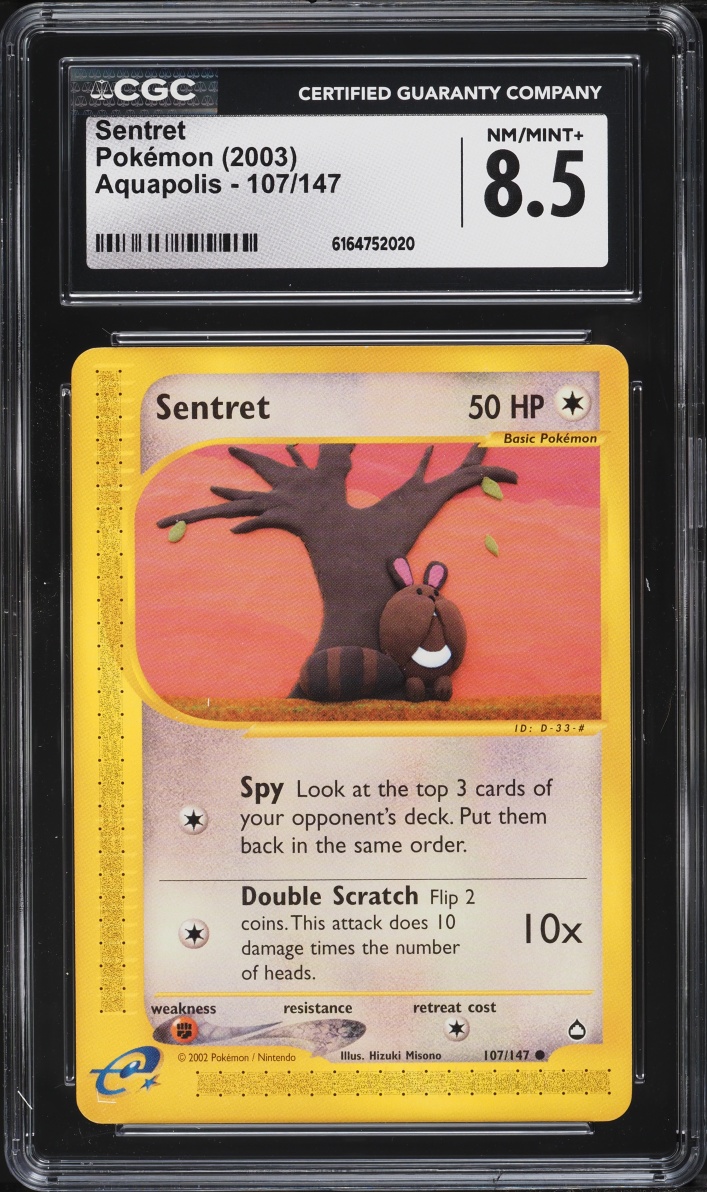 2003 Pokemon Aquapolis Sentret #107 CGC 8.5 NM-MT+