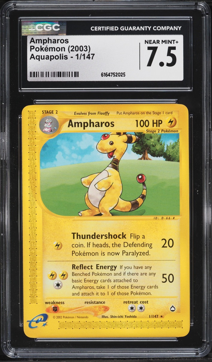 2003 Pokemon Aquapolis Ampharos #1 CGC 7.5 NRMT+