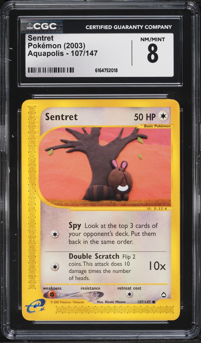 2003 Pokemon Aquapolis Sentret #107 CGC 8 NM-MT