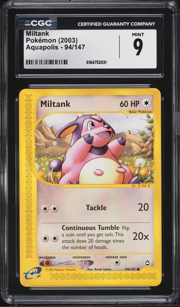 2003 Pokemon Aquapolis Miltank #94 CGC 9 MINT