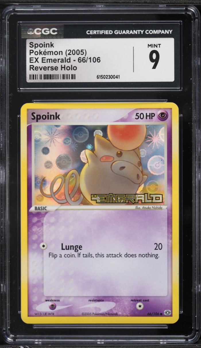 2005 Pokemon EX Emerald Reverse Holo Spoink #66 CGC 9 MINT