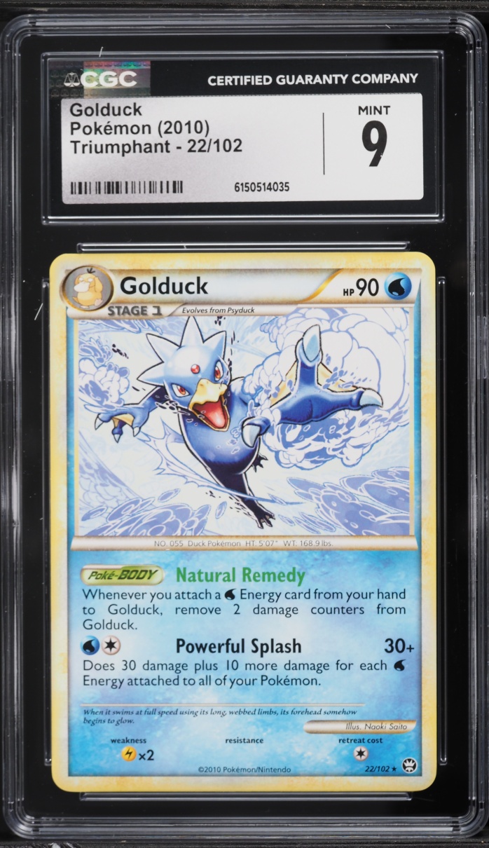 2010 Pokemon HeartGold & SoulSilver Triumphant Golduck #22 CGC 9 MINT