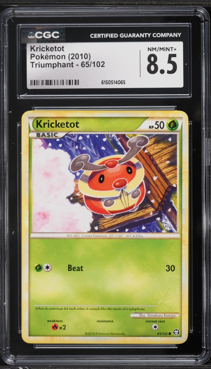 2010 Pokemon HEartGold & SoulSilver Triumphant Kricketot #65 CGC 8.5 NM-MT+