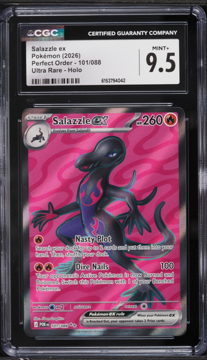 2026 Pokemon Mega Evolution Perfect Order Full Art Salazzle Ex #101 CGC 9.5 MINT+