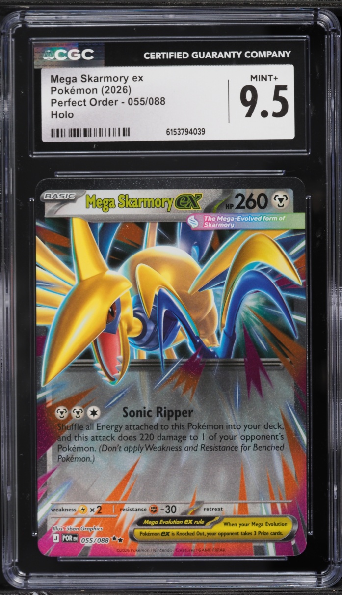 2026 Pokemon Mega Evolution Perfect Order Holo Mega Skarmory Ex #055 CGC 9.5 MINT+