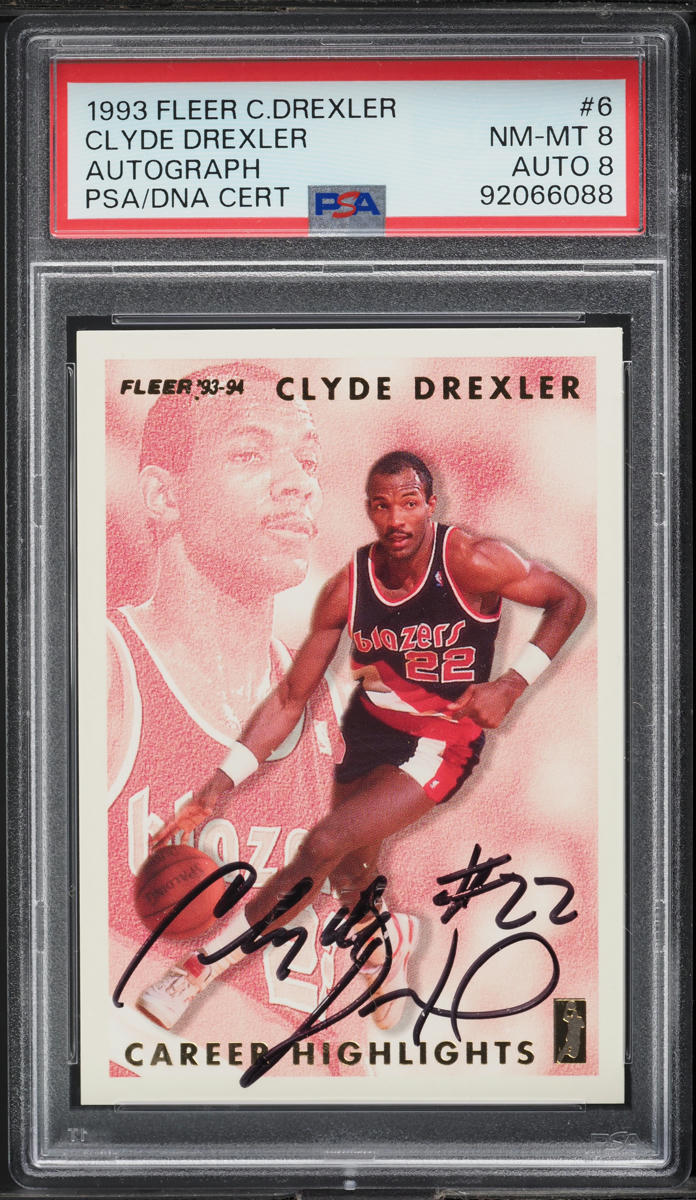 1993 Fleer Drexler Clyde Drexler AUTO DNA 8 #6 PSA 8 NM-MT