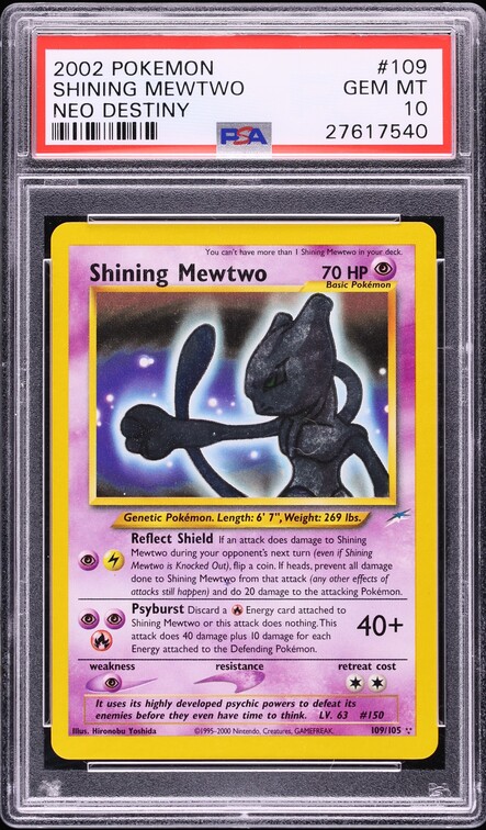2002 Pokemon Neo Destiny Shining Mewtwo #109 PSA 10 GEM MINT