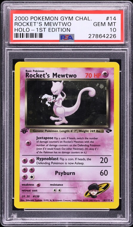 2000 Pokemon Gym Challenge 1st Edition Holo Rocket's Mewtwo #14 PSA 10 GEM MINT