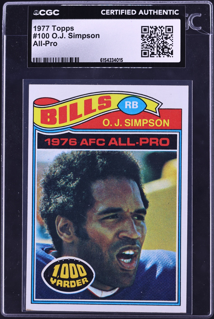 1977 Topps Football O.J. Simpson ALL-PRO #100 CGC AUTH