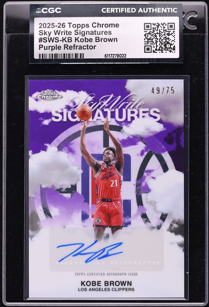 2025 Topps Chrome Sky Write Purple Refractor Kobe Brown AUTO /75 #SWS-KB CGC AUTH