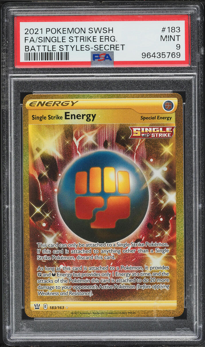 2021 Pokemon Sword & Shield Battle Styles Full Art Single Strike Energy #183 PSA 9 MINT