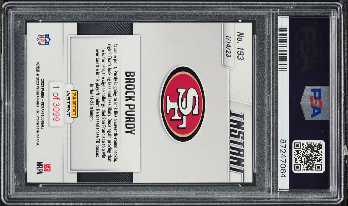 2022 Panini Instant NFL Brock Purdy ROOKIE /3099 #193 PSA 10 GEM MINT