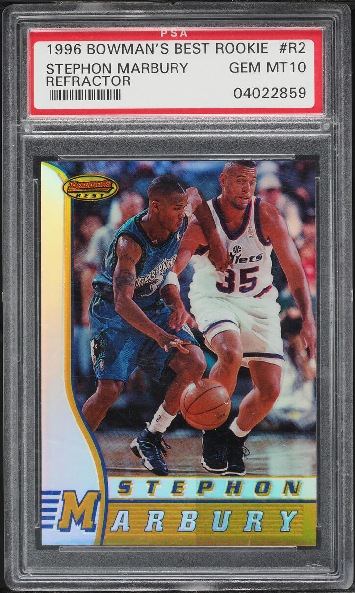 1996 Bowman's Best Refractor Stephon Marbury ROOKIE #R2 PSA 10 GEM MINT