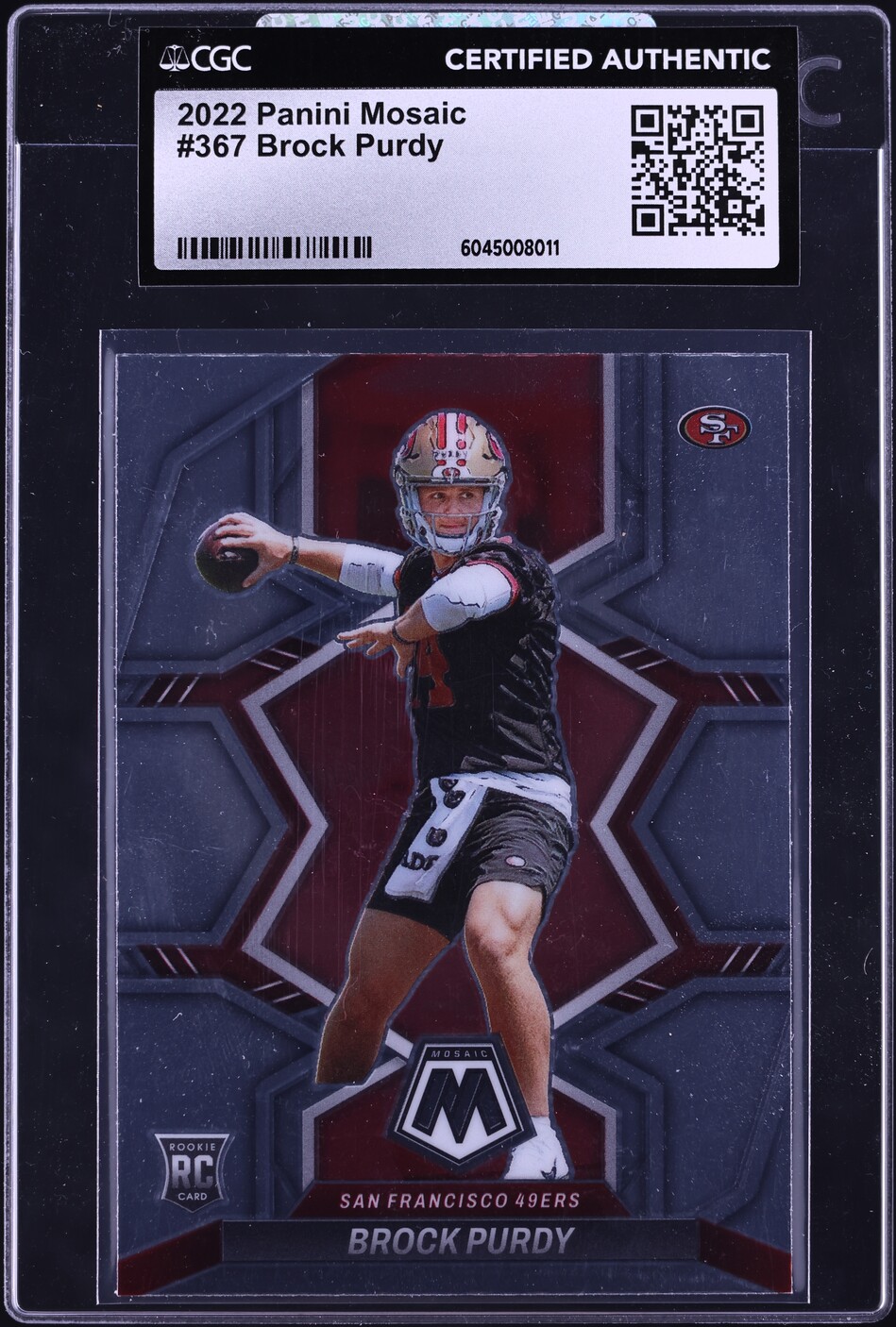 2022 Panini Mosaic Brock Purdy ROOKIE #367 CGC AUTH