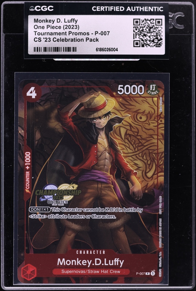 2023 One Piece Promo Championship Celebration Pack Monkey D. Luffy #P-007 CGC AUTH