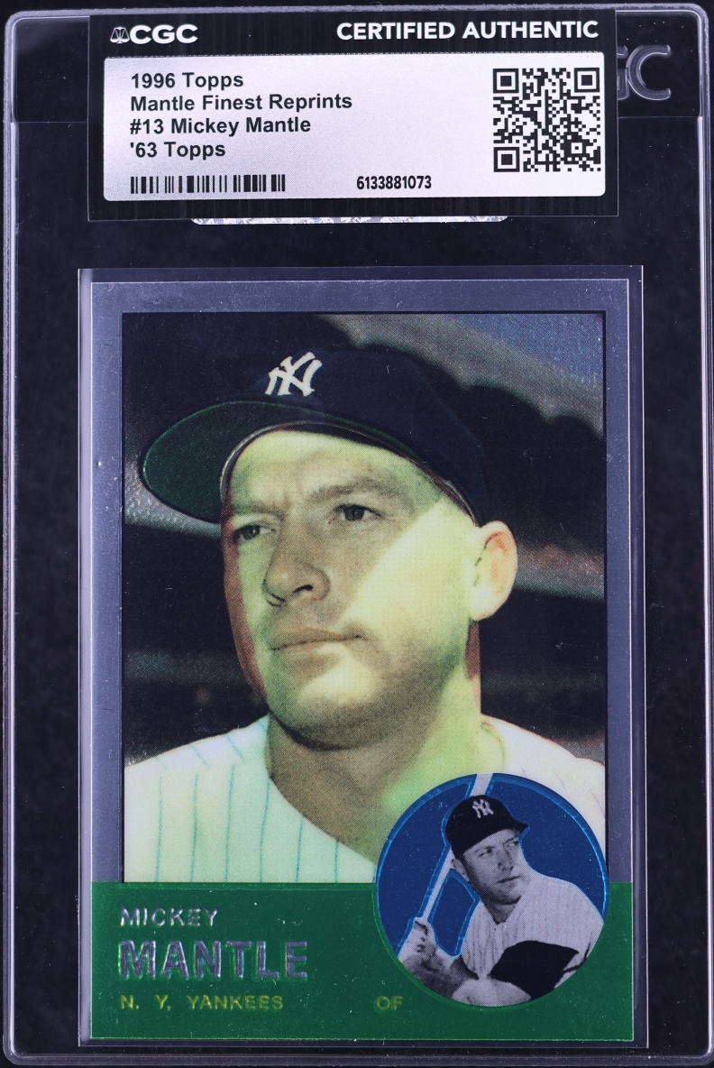1996 Topps Mantle Finest Reprints '63 Mickey Mantle #13 CGC AUTH