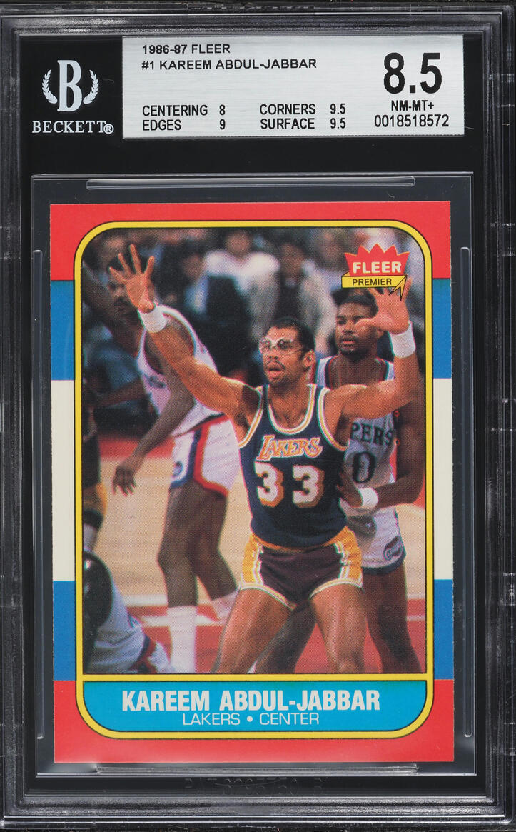 1986 Fleer Basketball Kareem Abdul-Jabbar #1 BGS 8.5 NM-MT+