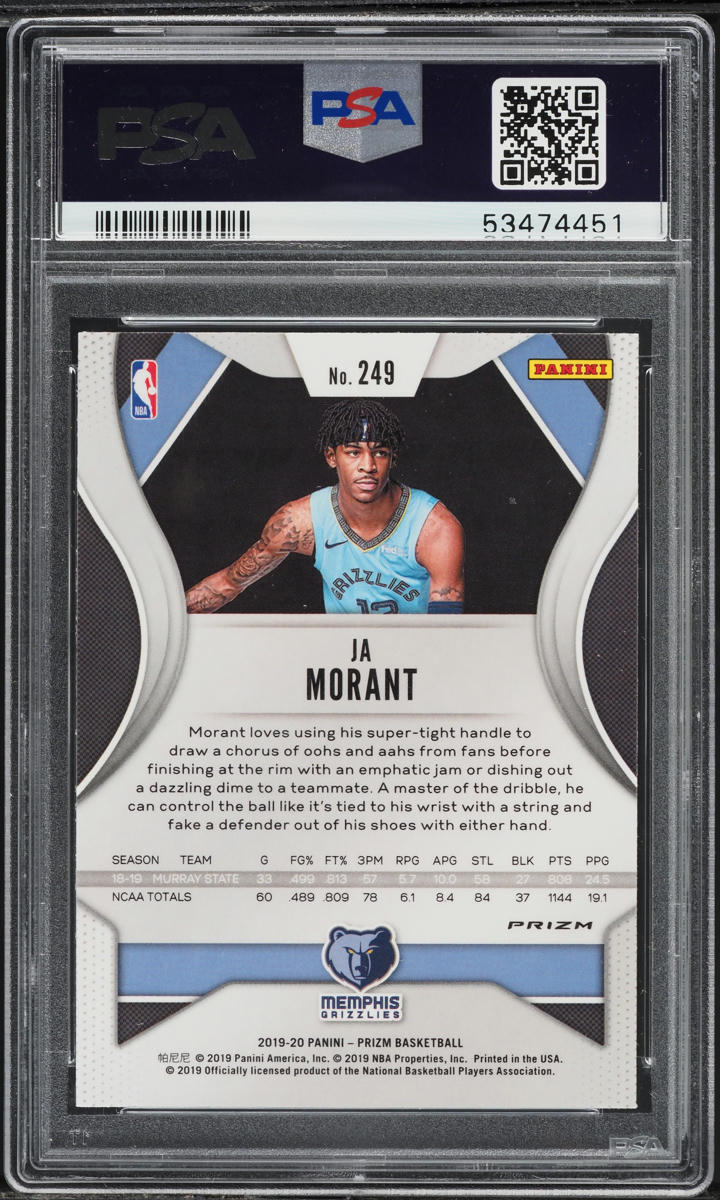 2019 Panini Prizm Silver Ja Morant ROOKIE #249 PSA 10 GEM MINT