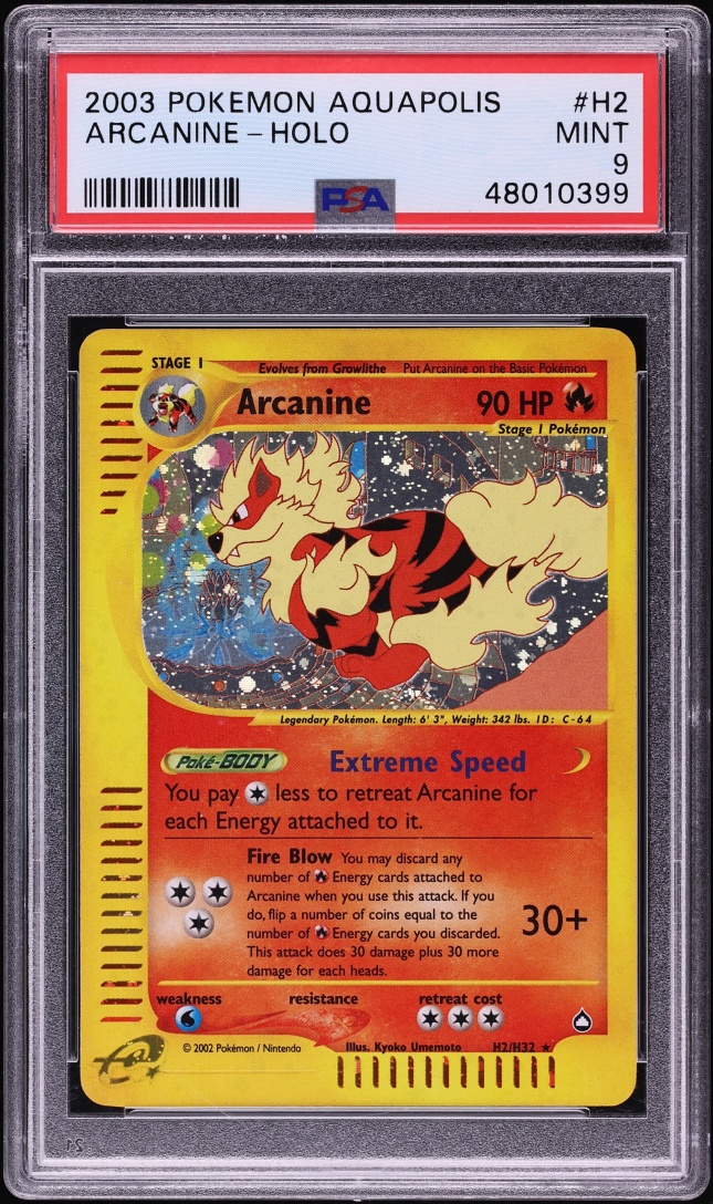 2003 Pokemon Aquapolis Holo Arcanine PSA 9 MINT