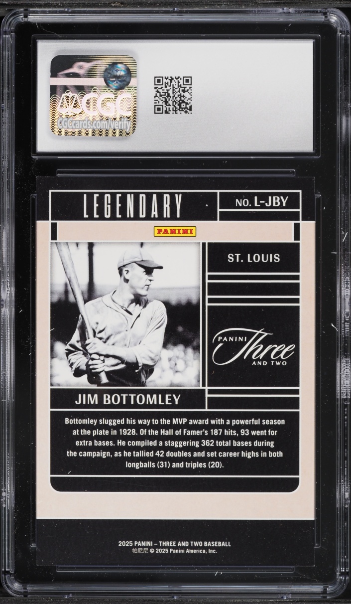 2025 Panini Three And Two Legendary Holo Gold Jim Bottomley 1/10 #L-JBY CGC 9 MINT