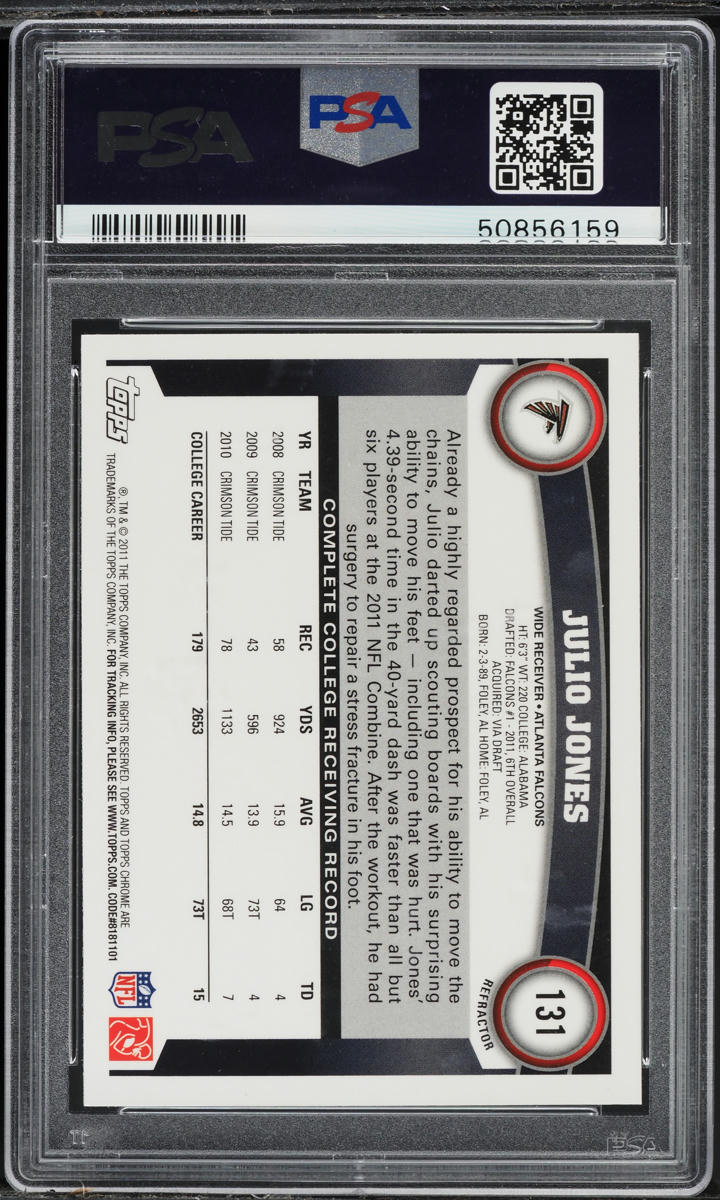 2011 Topps Chrome Xfractor Julio Jones ROOKIE #131 PSA 9 MINT
