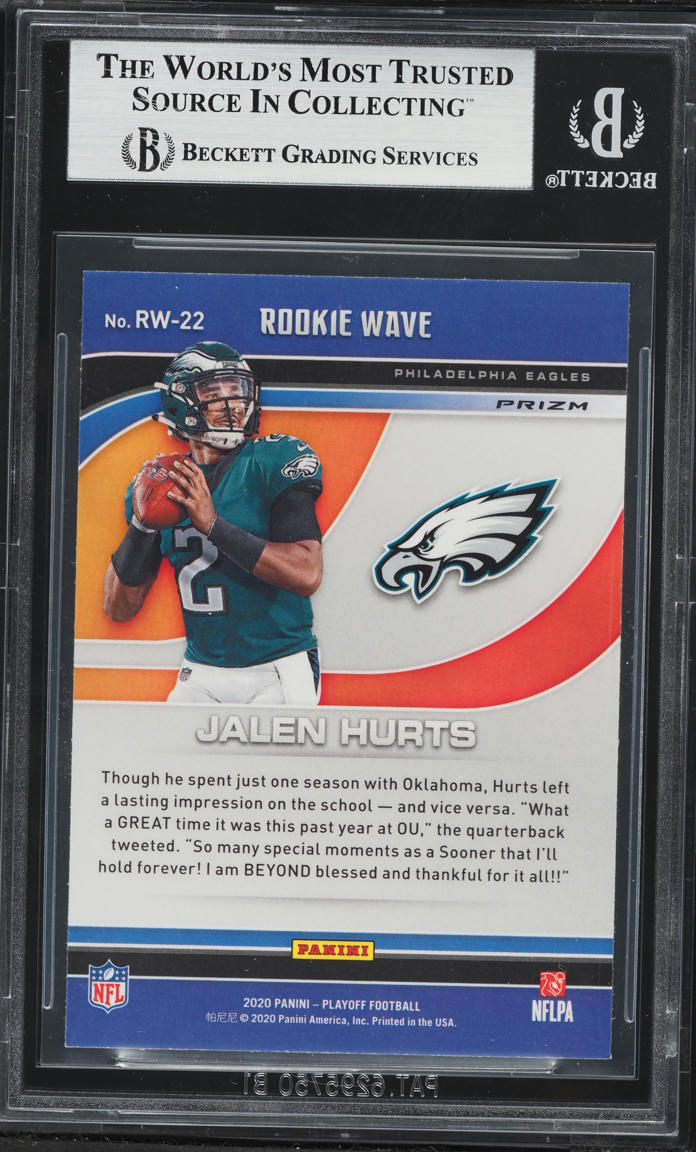 2020 Panini Playoff Wave Silver Jalen Hurts ROOKIE #RW-22 BGS 8.5 NM-MT+