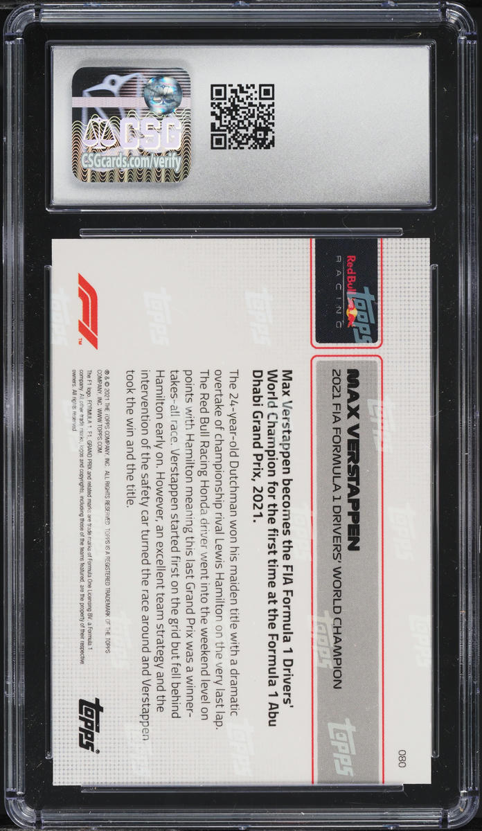 2021 Topps Now Formula 1 F1 Max Verstappen #080 CSG 10 GEM MINT
