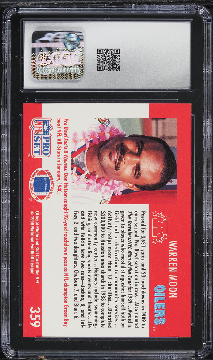 1990 Pro Set Football Warren Moon #359 CGC 9 MINT