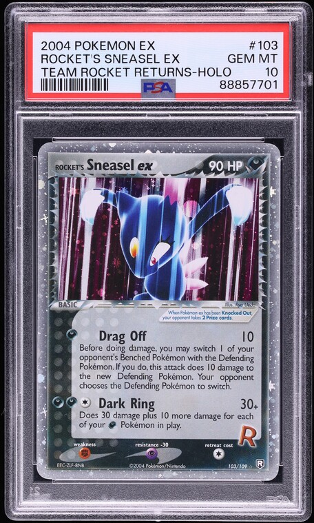 2004 Pokemon EX Team Rocket Returns Holo Rocket's Sneasel ex #103 PSA 10 GEM