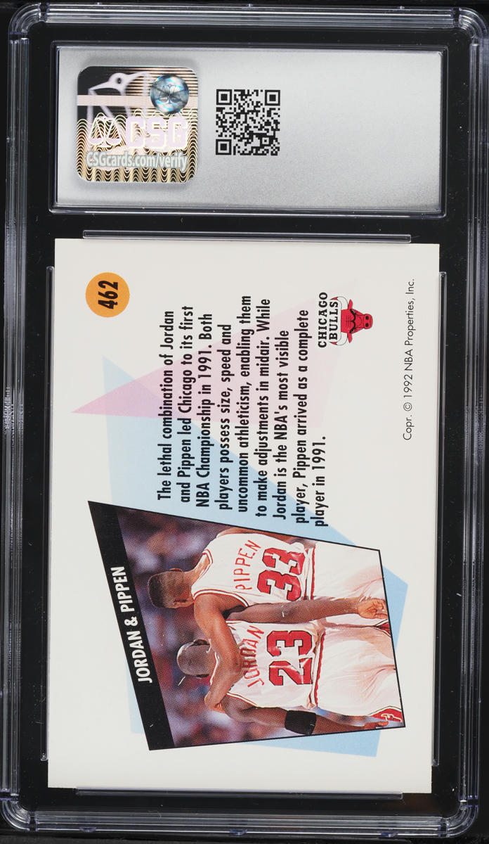 1991 SkyBox Teamwork Chicago Michael Jordan Scottie Pippen #462 CSG 10 GEM MINT