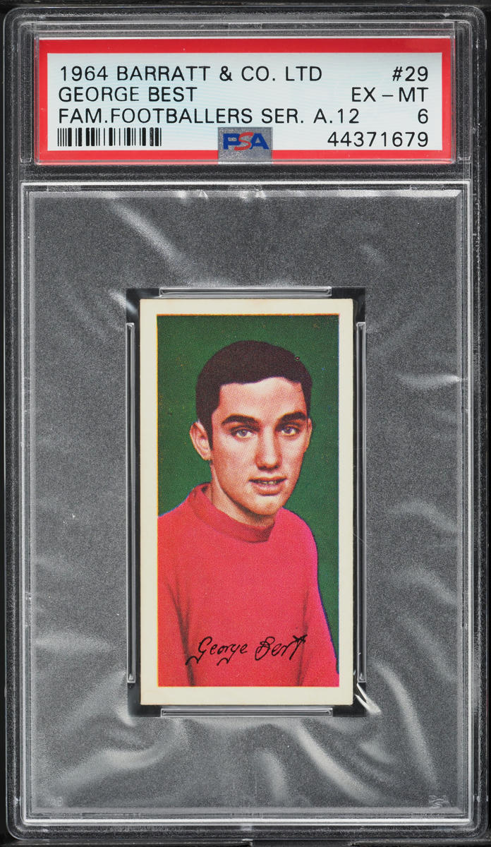 1964 Barratt Famous Footballers Series A.12 George Best ROOKIE #29 PSA 6 EXMT