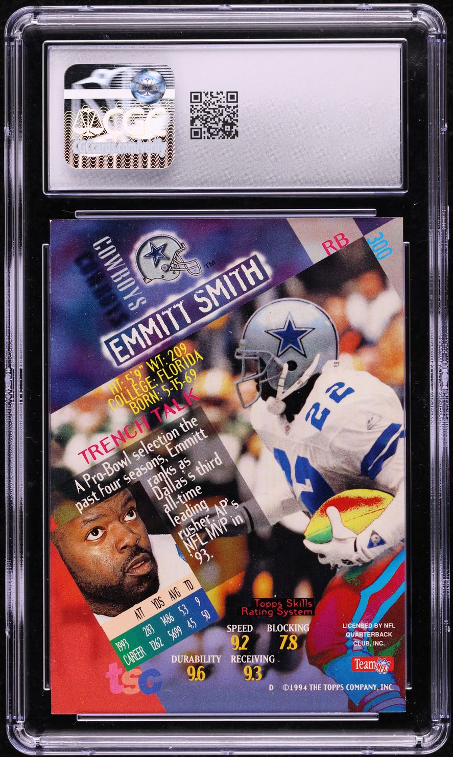 1994 Stadium Club Emmitt Smith #300 CGC 6 EXMT
