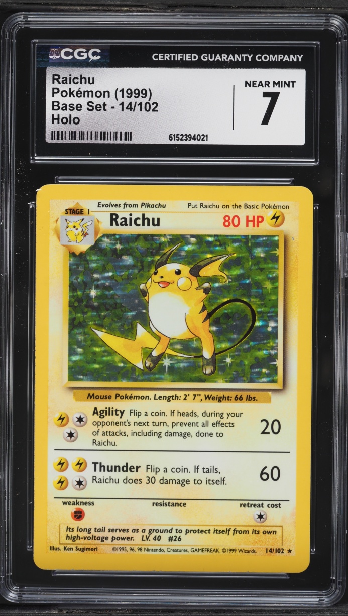 1999 Pokemon Base Set Holo Raichu #14 CGC 7 NRMT