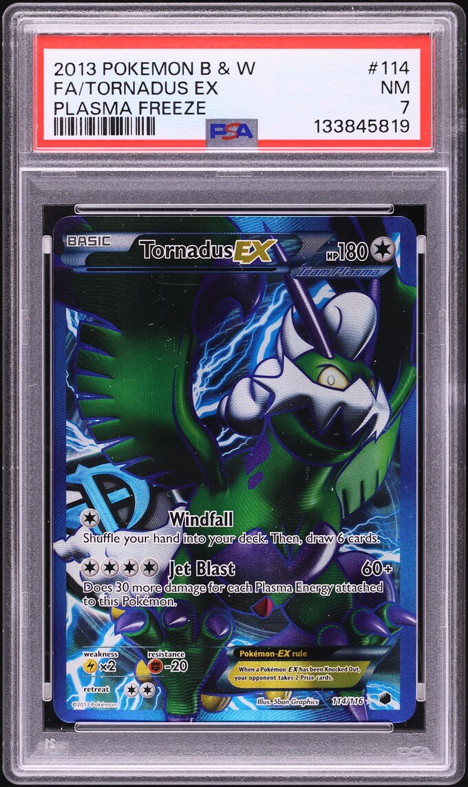 2013 Pokemon Black & White Plasma Freeze Full Art Tornadus EX #114 PSA 7 NRMT