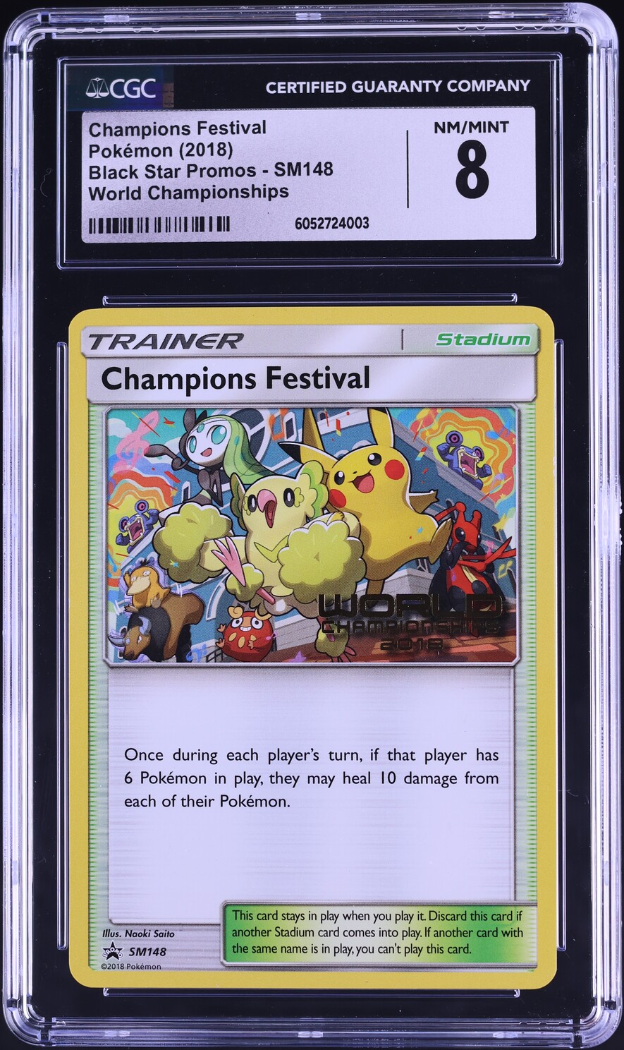 2018 Pokemon SM Promo World Championships Champions Festival #SM148 CGC 8 NM-MT - Main Image
