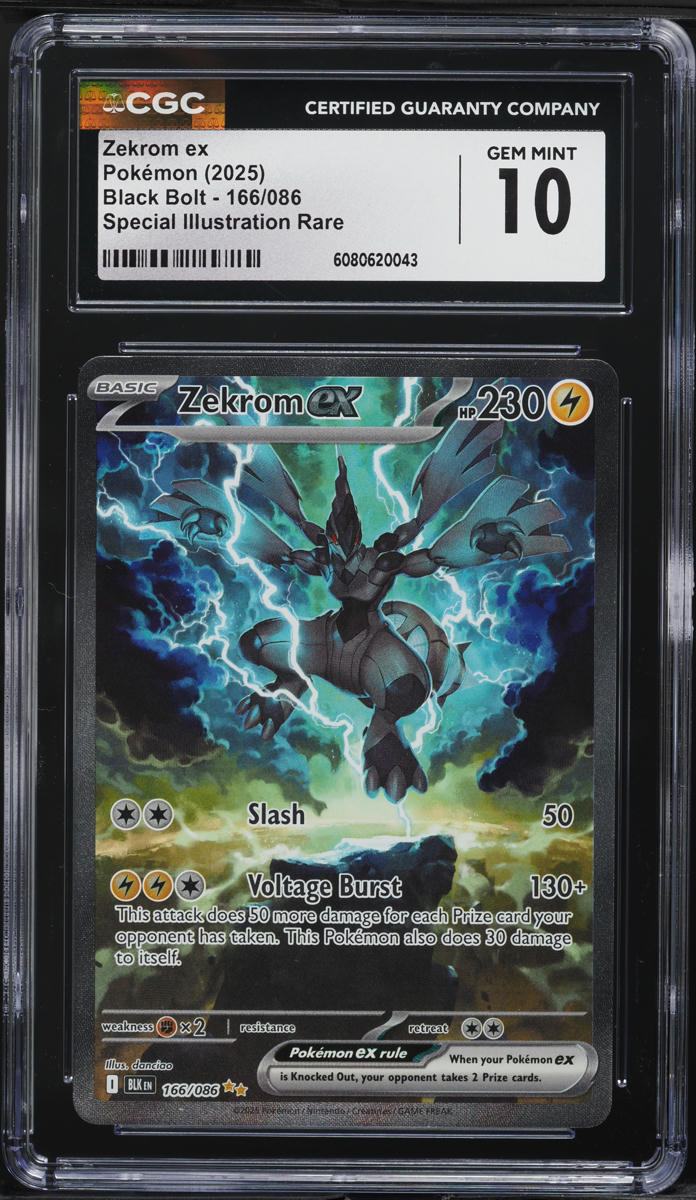 2025 Pokemon Scarlet & Violet Black Bolt SIR Zekrom EX #166 CGC 10 GEM MINT
