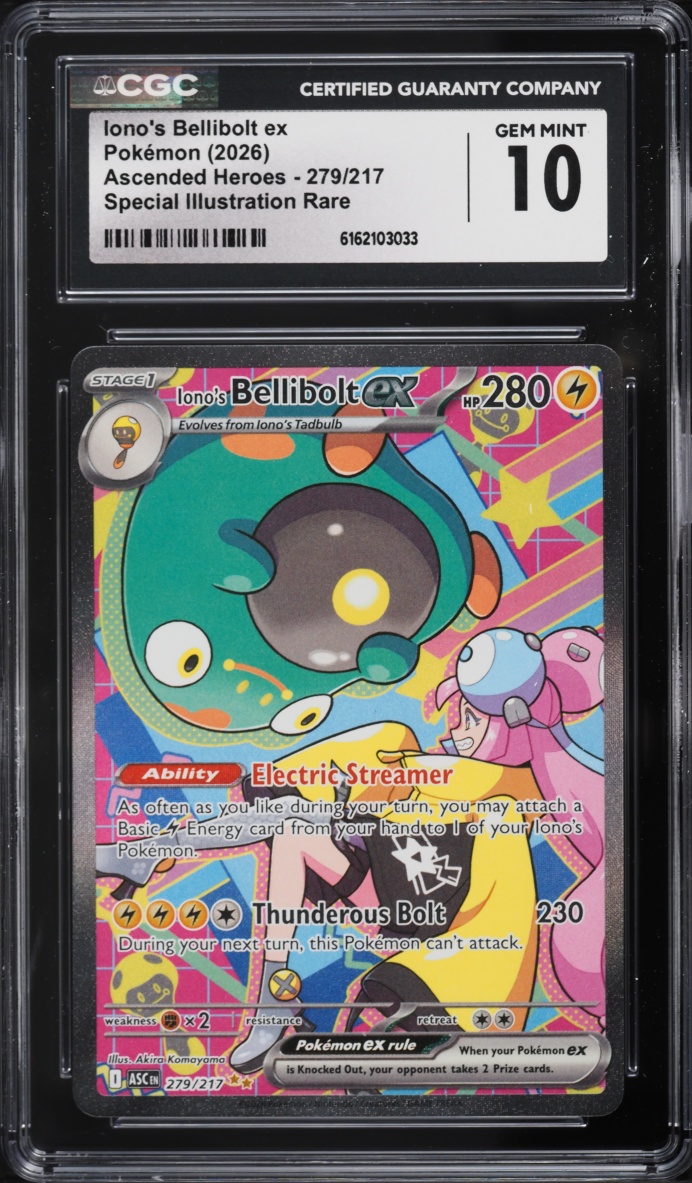 2026 Pokemon Mega Evolution Ascended Heroes SIR Iono's Bellibolt ex #279 CGC 10 GEM MINT