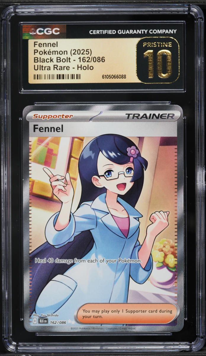 2025 Pokemon Scarlet & Violet Black Bolt Full Art Fennel #162 CGC 10 PRISTINE