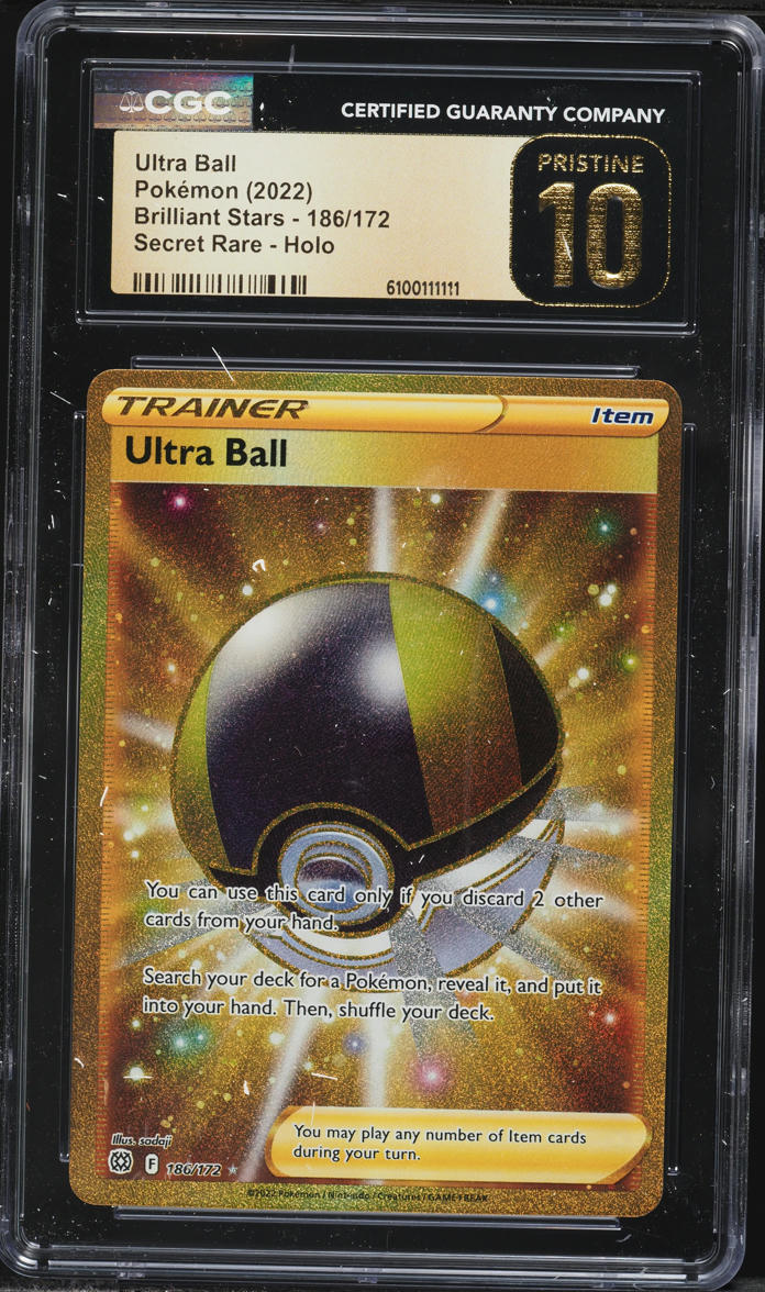 2022 Pokemon Sword & Shield Brilliant Stars Full Art Ultra Ball #186 CGC 10 PRISTINE
