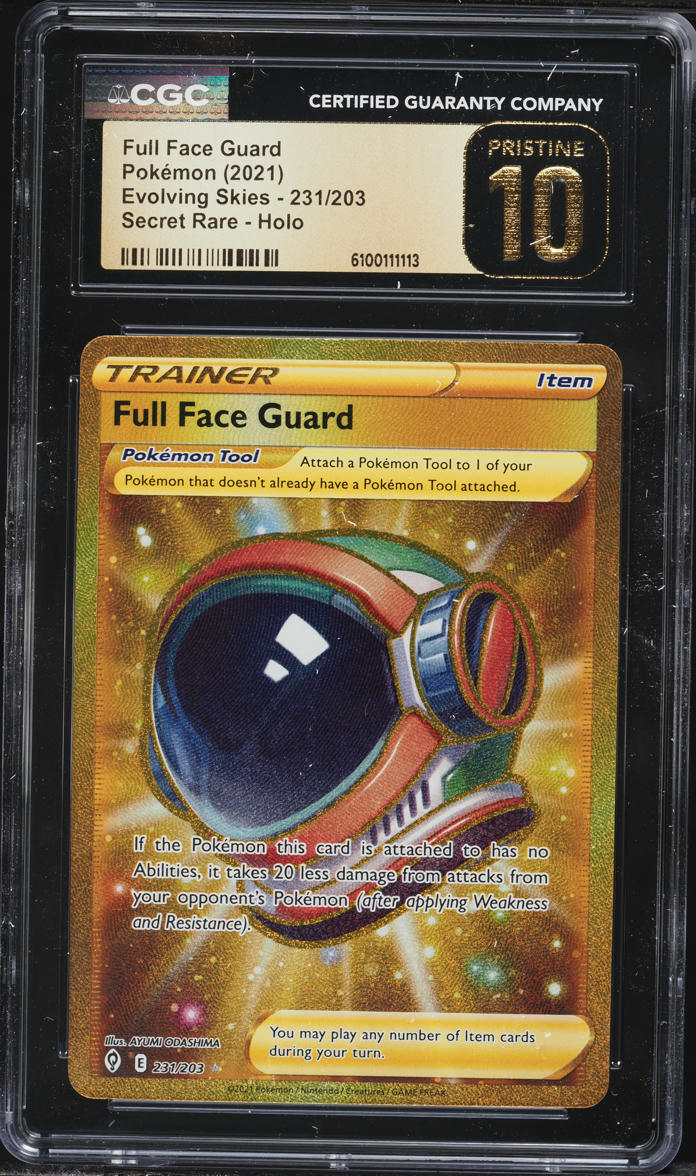 2021 Pokemon Sword & Shield Evolving Skies Gold Rare Full Face Guard #231 CGC 10 PRISTINE
