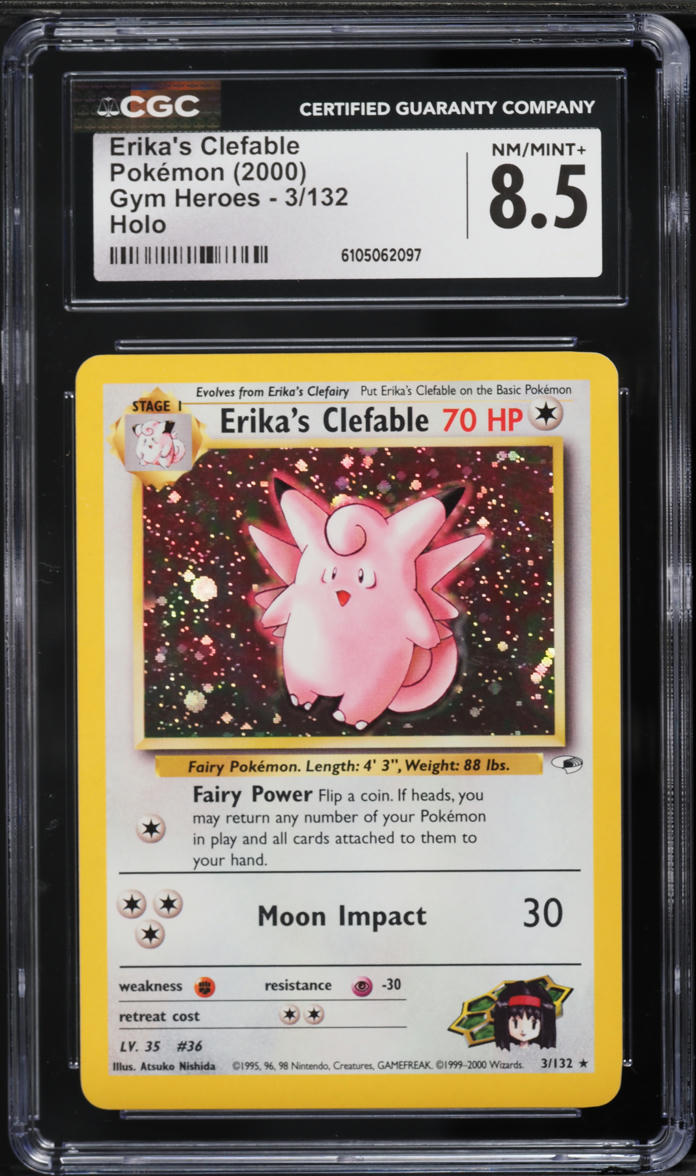 2000 Pokemon Gym Heroes Holo Erika's Clefable #3 CGC 8.5 NM-MT+